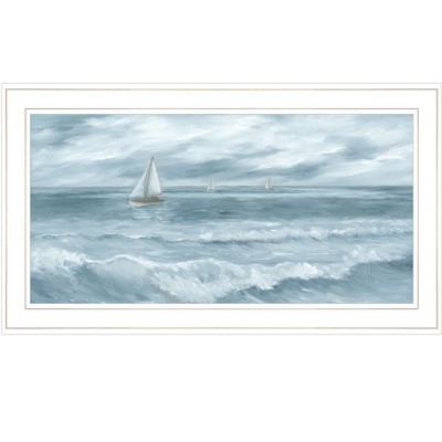 HomeRoots Three Sailboats White Framed Print Wall Art