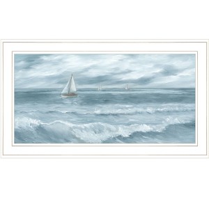 HomeRoots Three Sailboats White Framed Print Wall Art - 1 of 4
