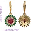 Vuskdtei18K Gold Plated Flower Dangle Earrings for Women, Hypoallergenic Cubic Zirconia Earrings, Elegant Chandelier Drop Earrings - 4 of 4