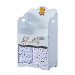 FONTOI Kids Bookshelf with Toy Storage for Kids Rooms, Baby Toy Organizer Toddler Nursery Book Shelves, White, 11.41"*33.46"*18.9" - 1 of 4