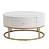 TOAOTBNBO Round Coffee Table with Drawers, Modern Center Tables with Storage Space, Contemporary Coffee Tables for Home Office, Light Brown - 2 of 4