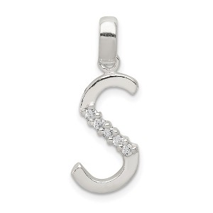 Black Bow Jewelry Sterling Silver and CZ, Lauren Collection, Initial S Pendant - 1 of 4