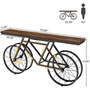 Gulches Creative 70.9" Bike Console Table, Extra Long Bicycle Table, Rustic Brown & Black - 1 of 4