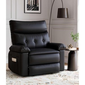 Manual Recliner Chair, PU Leather Rocker Recliner Chair for Adults, 360 Degree Swivel Lounge Chair with Side Pocket - 1 of 4