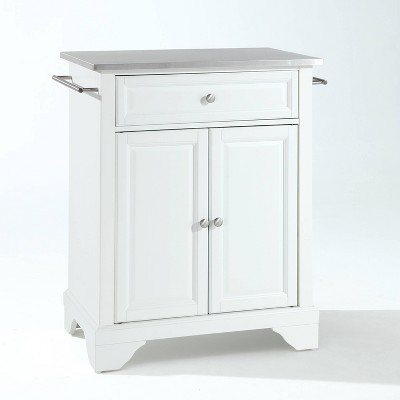 Lafayette Stainless Steel Top Portable Kitchen Island/Cart White - Crosley: Adjustable Shelf, Towel Bars, Casters