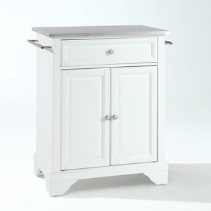 Lafayette Stainless Steel Top Portable Kitchen Island/Cart White - Crosley: Adjustable Shelf, Towel Bars, Casters - 1 of 4