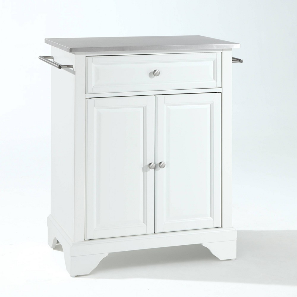 Photos - Kitchen System Crosley Lafayette Stainless Steel Top Portable Kitchen Island/Cart White/Stainless 
