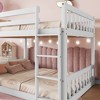 TIRAMISUBEST Twin Over Twin Size Floor Bunk Bed with Climbing Ramp, Playhouse Floor Bunk Bedframe with Ladder and Safety Guardrails - 4 of 4