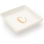 Juvale Letter C Ceramic Trinket Tray, Monogram Initials Jewelry Dish for Ring (4 Inches)