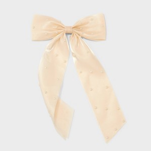 Pearl Bow Barrette Hair Clip - A New Day™ Cream - 1 of 3