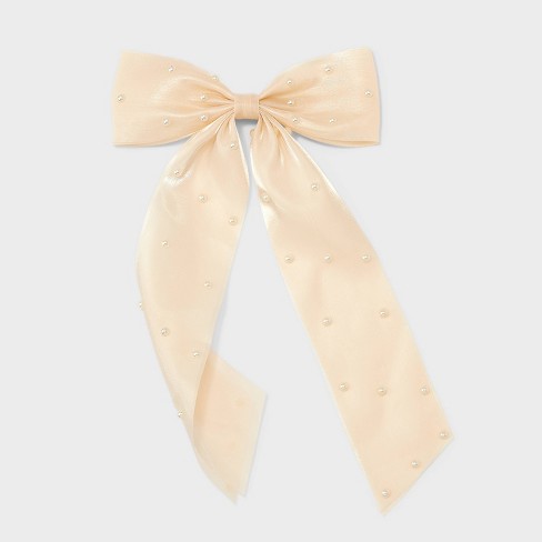 Glowing with Grace Pearl Bow Hair Clip, Light Blue / One Size