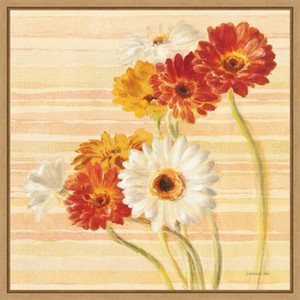 Amanti Art Dancing Gerberas on Stripes by Danhui Nai Framed Canvas Wall Art - 1 of 4