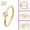 Jewelry Avalanche 20G 14K Gold Diamond Nose Hoop Ring, Bezel Set, 8mm Twist-open - 3 of 4
