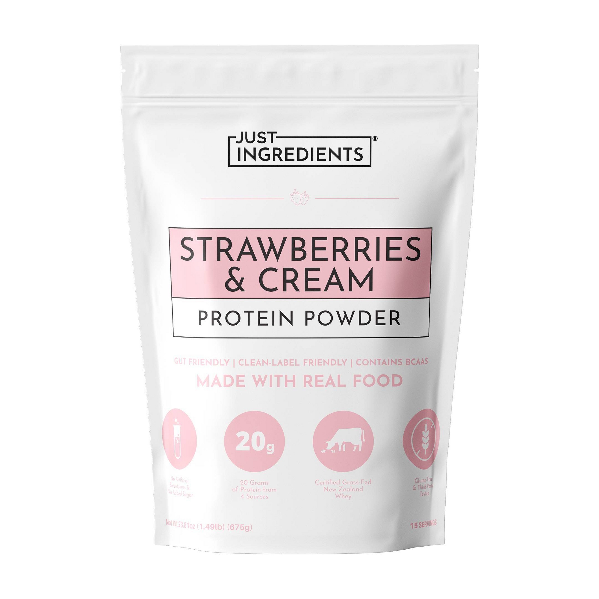 Just Ingredients Strawberries and Cream Protein Mix - 1.49lb - 15 servings