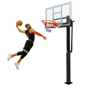 Inground Basketball Hoop Outdoor, 8-10ft Quick Adjustable Basketball Hoop In Ground with 55" Shatterproof Tempered Glass Backboard - 1 of 4