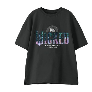 Wicked Two-Tone Glitter Print Logo Girl’s Black Crew Neck Short Sleeve T-shirt - 1 of 2