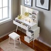 Modern Vanity Desk with LED Mirror and Stool, 4 Drawer Makeup Table with Adjustable Lighting and Storage for Bedroom - 2 of 4