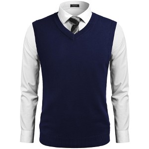 COOFANDY Men's Sleeveless V Neck Pullover Sweater Slim Fit Casual Argyle Sweater Vest - 1 of 4