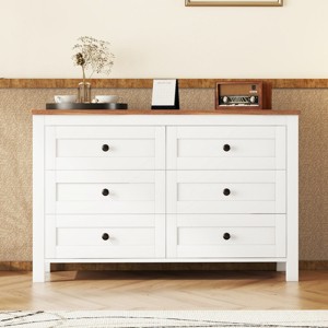 6-Drawer Retro Farmhouse Style Wooden Dresser, Storage Cabinet for Bedroom-Maison Boucle - 1 of 4