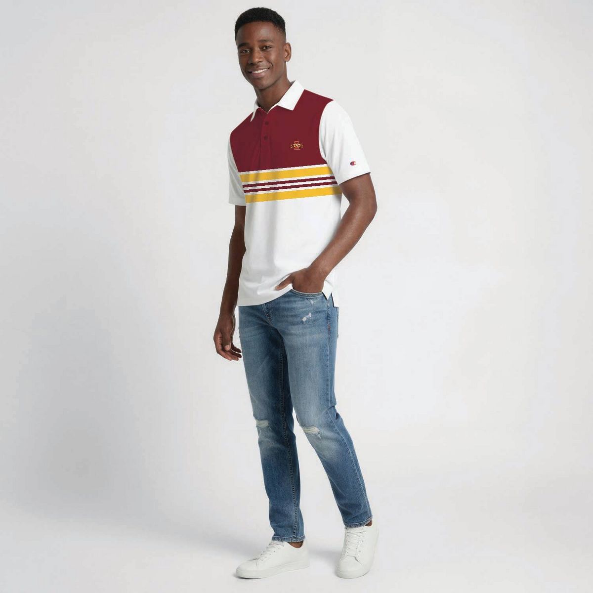 NCAA Iowa State Cyclones Men's Champion Stripped Polo Shirt - thumbnail 3