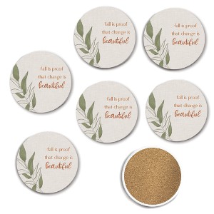 Courtside Market Botanical Whispers Collection 4″ Circle Ceramic Coasters – 6 Piece Set - 1 of 3