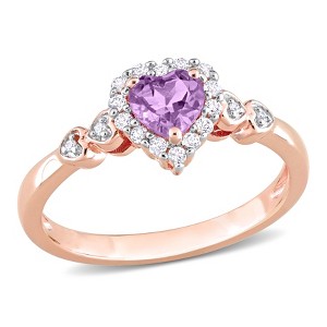EVERLY JEWELRY | Rose Plated Sterling Silver 0.012 CT Diamond TW And 0.54 CT TGW Amethyst White Topaz Fashion Ring - 1 of 4