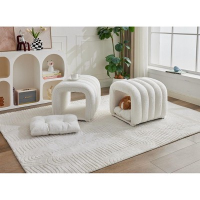 Hyleory Pet-Friendly Convertible Footrest Stool - 2-in-1 Bed Bench & Play Tunnel with 2 Removable Pads