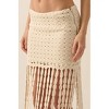 Women's Solid Crochet Eyelet-Knit Fringe Maxi Skirt - PROMESA - 3 of 4