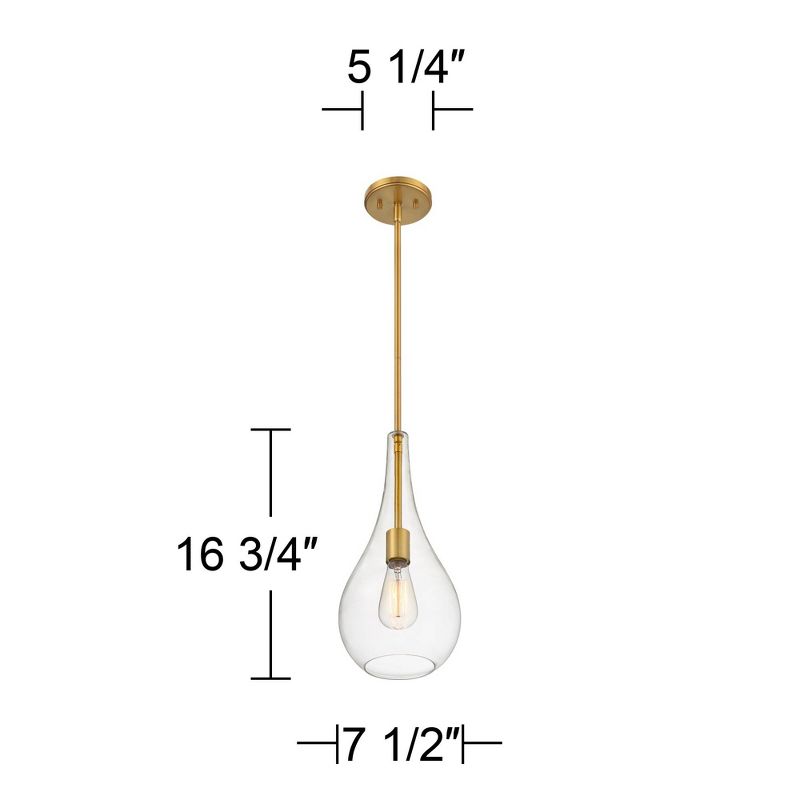 Possini Euro Design Soft Gold Mini Pendant 7 1/2" Wide Modern Clear Glass Shade Fixture for Dining Room House Home Foyer Kitchen, 4 of 7
