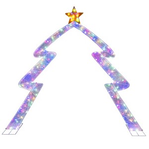 Costway 8.8 FT Christmas Tree-shaped Archway with Top Star, Adjustable LED Lights,Zip Ties - 1 of 1