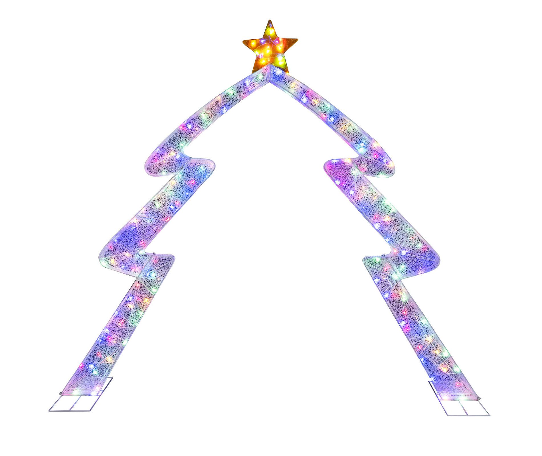 Costway 8.8 FT Christmas Tree-shaped Archway with Top Star, Adjustable LED Lights,Zip Ties