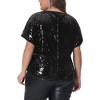 Agnes Orinda Women's Plus Size Allover Sparkle Sequin Glitter Short Sleeve Dressy Party Club Night Blouses - 4 of 4