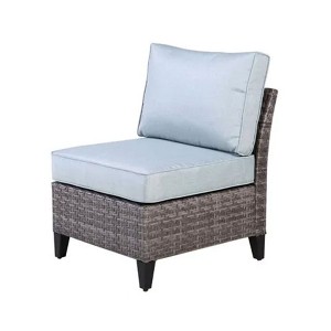 Four Seasons Courtyard Serronova Multi Tonal No Arm Brisbane Hand Woven Durable All Weather Wicker Aluminum Cushioned Chair, Light Gray - 1 of 4