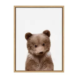 18" x 24" Sylvie Baby Bear Framed Canvas by Amy Peterson Natural - Kate & Laurel All Things Decor