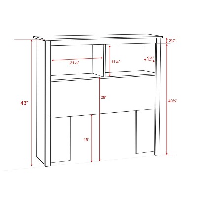 Black Twin Wood Bookcase Headboard with Storage