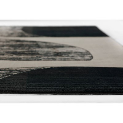 Xander Black and Ivory Geometric Synthetic Rug 2' x 3'