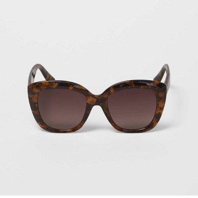 Women's Large Butterfly Cat Eye Plastic Sunglasses - A New Day™ Brown