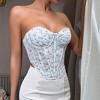 Women's Sheer Mesh Corset Top Underwire Bustier Sexy Bralette with Boning for Club Party Night Out blue L - 3 of 4