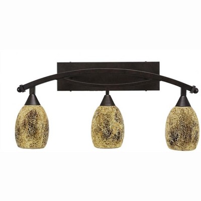 Toltec Lighting Bow 3 - Light Vanity in  Bronze with 5" Gold Fusion Shade