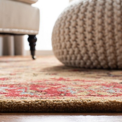 Mahal Red and Beige Square Synthetic Area Rug