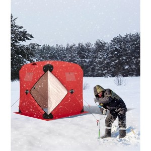 L178*W178*H200cm Pop Up Ice Fishing Tent, Insulated Windproof Portable Hub-Style Shelter Shanty for Winter, Warm Ice Fishing Shelter,for 1-8 Person - 1 of 4