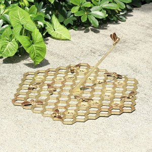 SPI Home Honeycomb and Bee Sundial – Gold Metal Garden Sculpture, Nature-Inspired Outdoor Accent - 1 of 4
