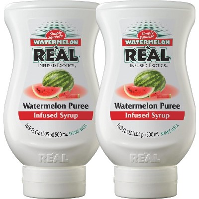 Reàl Infused Exotics Simply Squeeze Infused Syrup Watermelon 16.9oz Bottle for Mix- ologists, Chefs, Cooks