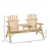 SKRAN 2-Seat Wooden Adirondack Chair, Patio Bench with Table, Outdoor Loveseat Fire Pit Chair for Porch, Backyard, Deck - 3 of 4