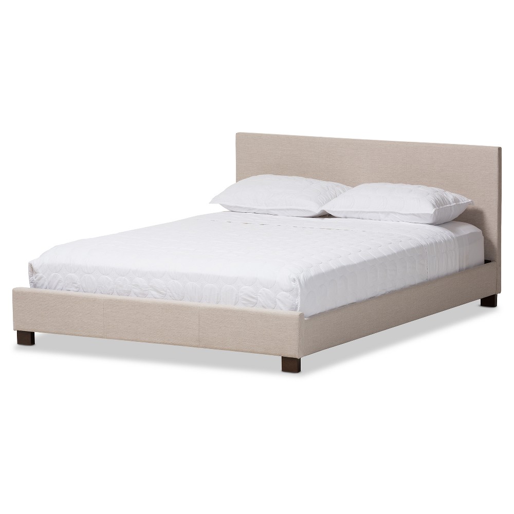 Photos - Bed Full Elizabeth Modern Platform  with Low Footboard - Baxton Studio: Sprung Slatted Base, MDF Frame