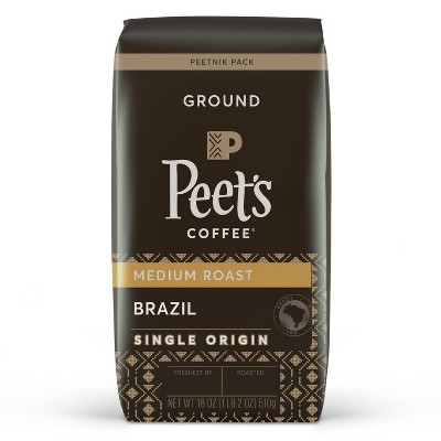 Photo 1 of ** Best By : 6-2-2024 ** Peets Brazil Single Origin Medium Roast Ground Coffee - 18oz