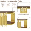 Dolonm Luxury Round Coffee Table: 31.5" Gold Stainless Steel Base & 8mm Brown Glass, 300lbs Capacity, Adjustable Feet - Modern Living Room - 4 of 4
