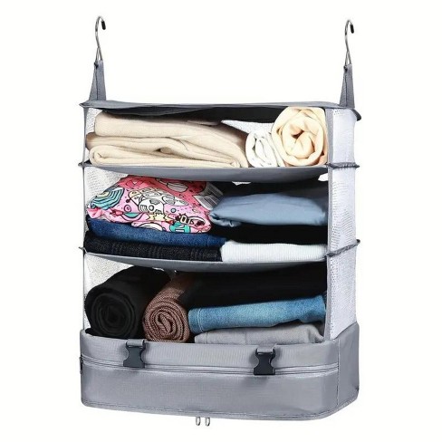 Maison Products Space Saving Travel Luggage Organizer Packing Cube Built In Hanging Shelves Laundry Storage Compartment Large Light Gray Target