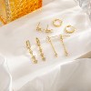 Pearl Dangle Hoop Earrings for Women - Dainty14K Gold Plated Small Drop Chain Hoops Trendy Earring Sets for - 4 of 4