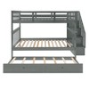 NicBex Full Size Bunk Bed Wooden Bed Frame with Twin Size Trundle, Storage Stairs and Full Length Guardrail, No Box Spring Required - 3 of 4